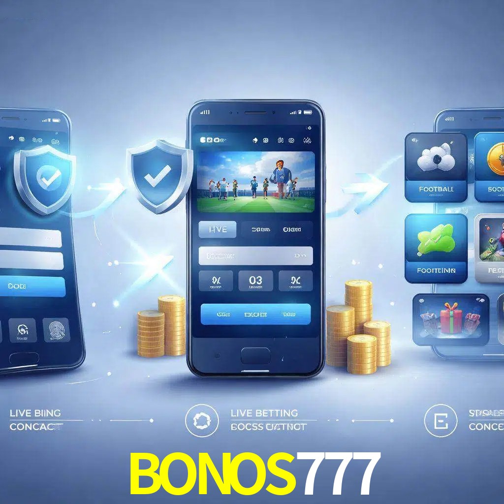 Pasos de acceso a la app BONOS777 en pantalla de teléfono móvil